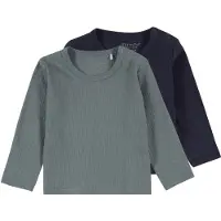 Minymo Genser - Rib - 2-pack - Goblin Blue - - 2 år (92) - Genser