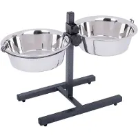 Zooplus Exclusive Matbar med 2 skåler i rustfritt stål - 2 x 4,2 l, Ø 28 cm, Høyde opptil 60 cm