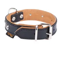 Heim Stars lærhalsbånd - svart-beige - Str. 40: 26 - 37 cm