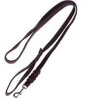 Heim lærbånd med innflettet karabin, brunt - med håndsløyfe: 200cm langt / 18mm bredt