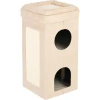 Zooplus Exclusive Kloretønne Soft’n Scratchy foldbar - Beige/ hvit 39x39x77cm