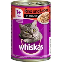 Whiskas 1+ 24 x 400 g bokser - 1+ Storfekjøtt & lever i saus
