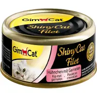 GimCat ShinyCat Filet i buljong 6 x 70 g - Kylling og reker