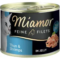 Miamor Økonomipakke Fine Fileter 12 x 185 g - Tunfisk & reker i gelé