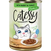 Catessy Økonomipakke biter i saus eller gelè 48 x 400 g - med kanin og kalkun i saus