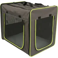 Zooplus Exclusive Transportabelt hundehus First Class Basic - S: L 53,5 x B 38 x H 46 cm grå-brun/neon-grønn