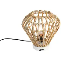 QAZQA Rustikk bordlampe bambus med hvit - Canna Diamond