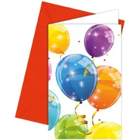 Decorata Party Invitasjoner - 6-pack - Glitrende ballonger - - OneSize - Tilbehør