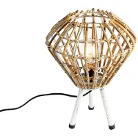 QAZQA Rustikk bordlampe stativ bambus med hvit - Canna Diamond