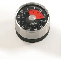 GEFU OPTICO, Mekanisk kjøkkenur, Svart, Rustfritt stål, 60 min, Plast, Rustfritt stål, Magnetisk, 6 cm