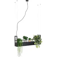 QAZQA Industriell hengelampe sort med hylle 4-lys GU10 - Cage Rack