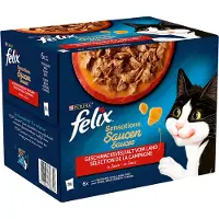 Felix 38 + 10 gratis! 48 x 85 g Latz våtfôr - "Sensations" Smaksmangfold fra landet i saus