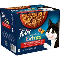 Felix 38 + 10 gratis! 48 x 85 g Latz våtfôr - "Sensations Extras" i gelè