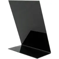 Securit L-formet A5 akrylbordskilt i matt svart – sett med 3 deler.