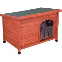 Zooplus Exclusive Woody hundehus med flatt tak + plastdør - Str. S: B 85 x D 57 x H 58 cm