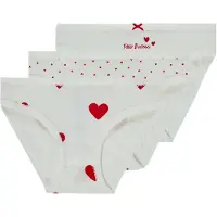 Petit Bateau Truser - 3-pack - Hvit m. Hjerter - - 2 år (92) - Truser