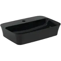 Ideal standard IPALYSS - Håndvask-Bowle 550x380x145 mm i silk black (matsort), 1 hanehul, Med overløb - Diamatec