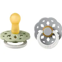 BIBS Böhmen Lysende smokker - 2-pack - Str. 2 - Rund - Sage/Clou - - 6-18 md - Smokk