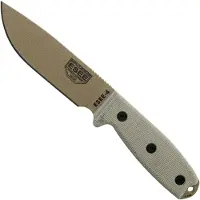 ESEE Model 4, dark earth/OD green, black plastic sheath, nylon sheath