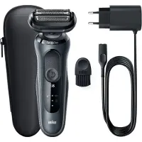 Braun Series 6 61-N1000s, Barberingsmaskin, Sort, Grå, SensoFlex, SensoFoil, Knapper, LED, Batteri