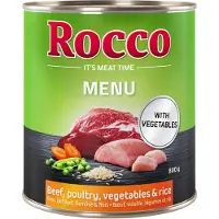 Rocco Økonomipakke Meny 12 x 800 g - Storfekjøtt & fjærkre med ris og grønnsaker