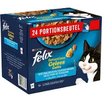 Felix 38 + 10 gratis! 48 x 85 g Latz våtfôr - "Sensations" Smaksmangfold fra vannet i gelè