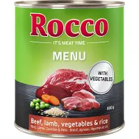 Rocco Økonomipakke Meny 12 x 800 g - Storfekjøtt & lam med ris og grønnsaker