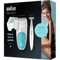 Braun Silk-épil 5 81706344, Hvit, Turkis, 28 pinsetter, Armhule, Bikini, Front thigh, Indre overarmer, Barbering, LED, 0,5 mm