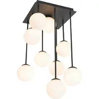 QAZQA Moderne taklampe sort med opalglass 9-lys - Athen
