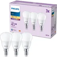 Philips LED-lyspære P45 4.9W/827 (40W) 3-pack E14