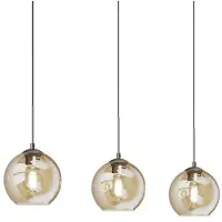 LINDBY Sofian hengelampe, ravfarget, glass, 100 cm, 3 lyskilder.