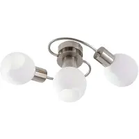LINDBY taklampe Ciala, 3 lys, nikkelfarget, glass