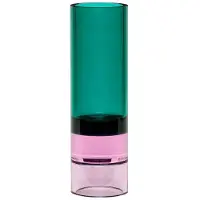 Hubsch Astro telysholder, grønn/rosa, krystallglass, 15 cm