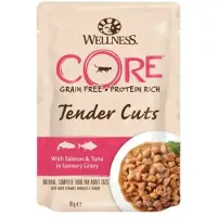 Wellness Core Tender Cuts w/Salmon+Tuna in Savoury Gravy 85g - (24 pk/ps)