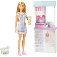 Barbie Lekersett Med Iskremkiosk Og Tilbehør Til Dukker