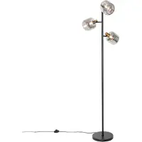 QAZQA Smart gulvlampe svart med gull og røykglass 3 lys inkl. 3 Wifi P45 - Zuzanna
