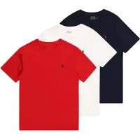 Ralph Lauren for boy. 323884456001 Set of 3 cotton knit t-shirts, navy, red, white ((M) 8/9años= 140/149cm), Casual, Multicolor, Short