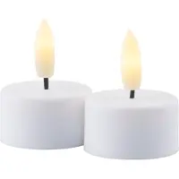 Sirius Sille oppladbar telys Ø4 x 2,2 cm, Hvit, 2 stk.