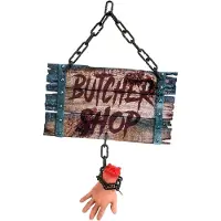 Joker Butcher shop skilt med hånd