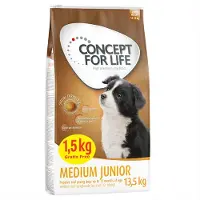 Concept for Life Medium Puppy & Junior - Bonusbag 12 + 1,5 kg
