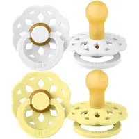 BIBS Böhmen Smokker - 2-pack - Str. 1 - Rund - White/Sunshine - - 0-6 md - Smokk