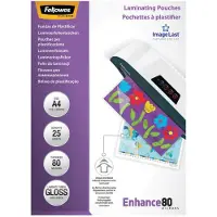 Fellowes Lamineringslommer A4 80 mic. 25/fp, blank