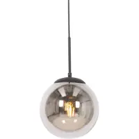 QAZQA Art Deco Hengelampe Sort med Røykglass - Flore