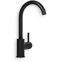 BLUE LABEL Etgrebs håndvaskarmatur uden bundventil - kold start funktion & 3/8 tilslutningsslanger - mat sort - med drejbar C tud