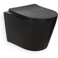 BLUE LABEL Mat Sort Rimfree hængeskål inklusiv toiletsæde med Soft Close & Quick Release funktion - boltafstand 180 mm - dybde 490 mm