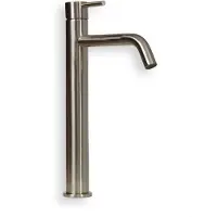 BLUE LABEL Etgrebs håndvaskarmatur uden bundventil - kold start funktion & 3/8 tilslutningsslanger - børstet nikkel - høj model