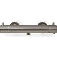 BLUE LABEL Termostatarmatur med 1/2 afgang - inklusiv koblinger og rosetter - børstet nikkel