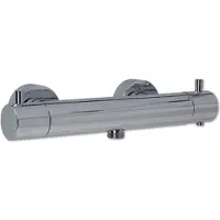 BLUE LABEL Termostatarmatur med 1/2 afgang - inklusiv koblinger og rosetter - krom