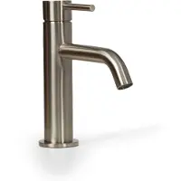 BLUE LABEL Etgrebs håndvaskarmatur uden bundventil - kold start funktion & 3/8 tilslutningsslanger - børstet nikkel