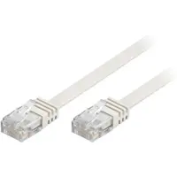 Deltaco Flat U/UTP Cat5e patchkabel, 250MHz, gullbelagte kontakter, 7m, hvit